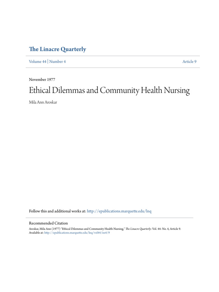 Ethical Dilemmas in Community Nursing | PDF | Nursing | Autonomy