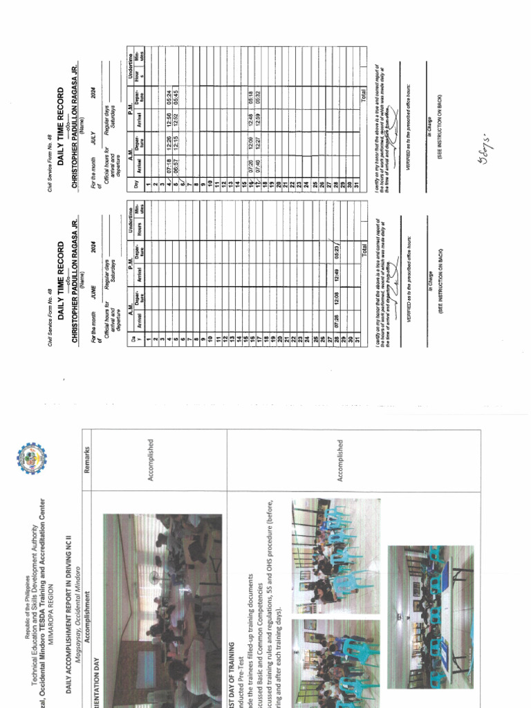 DTR and AR RAGASA CHRISTOPHER JR. P. | PDF
