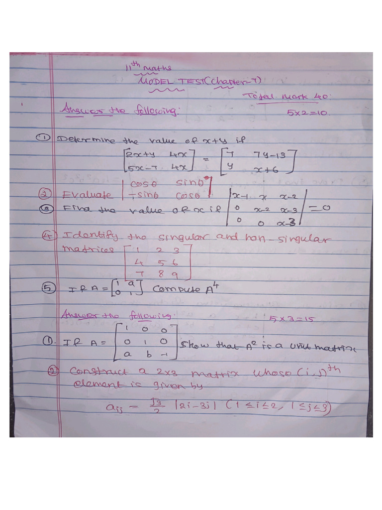 Chapter 7 Model Test | PDF