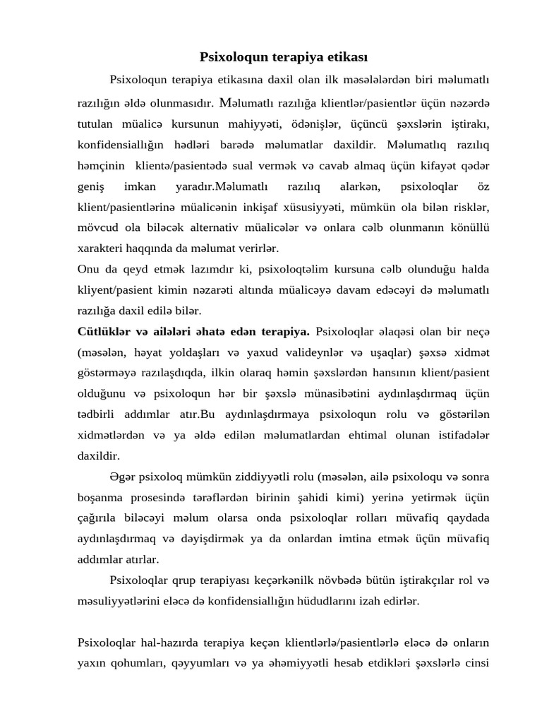 Terapiya Etikası | PDF