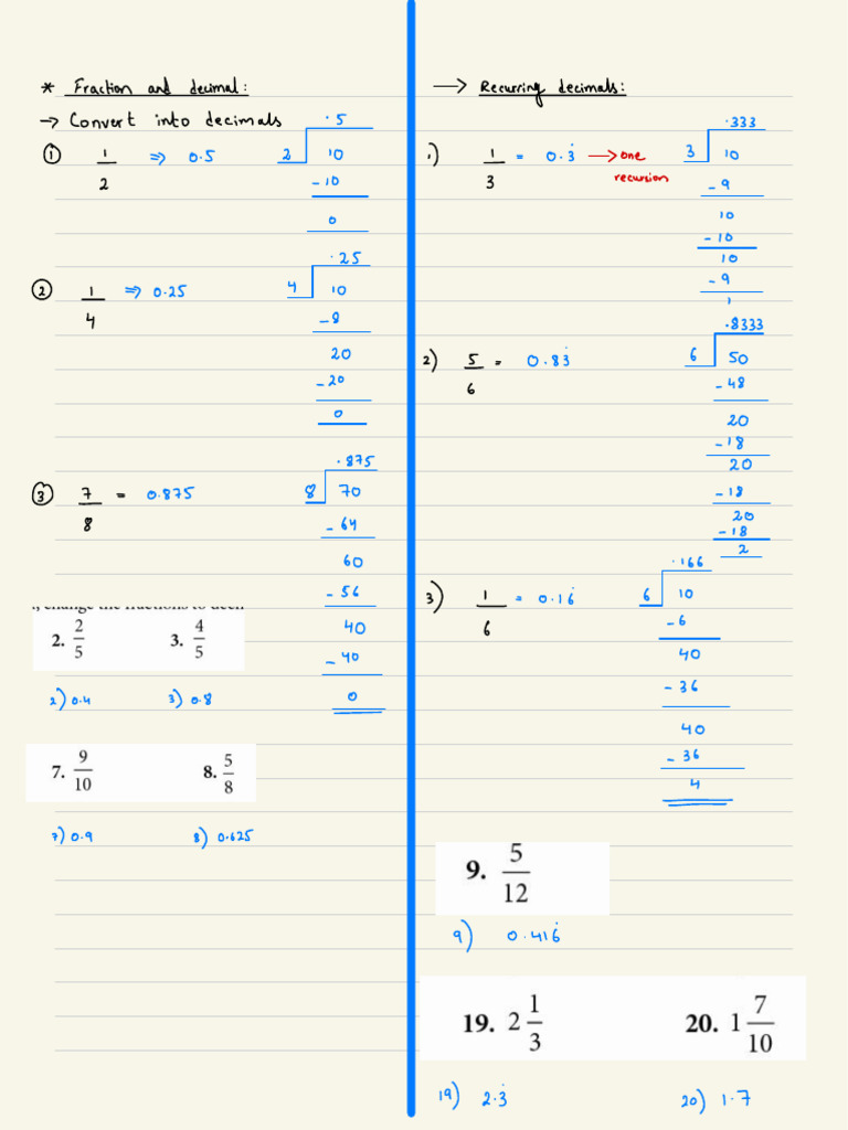 Converting Decimals and Fractions Guide | PDF | Sampling (Statistics ...