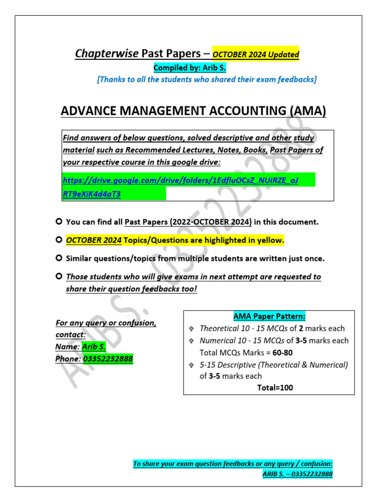 Chapterwise PP Ama - Oct'24 Updated | PDF | Net Present Value ...