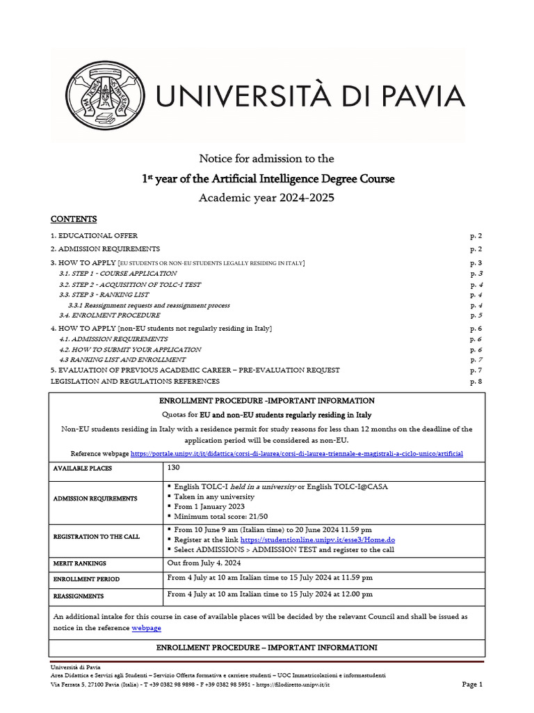 Artificial Intelligence 2024 2025 Eng Def Pdf University And
