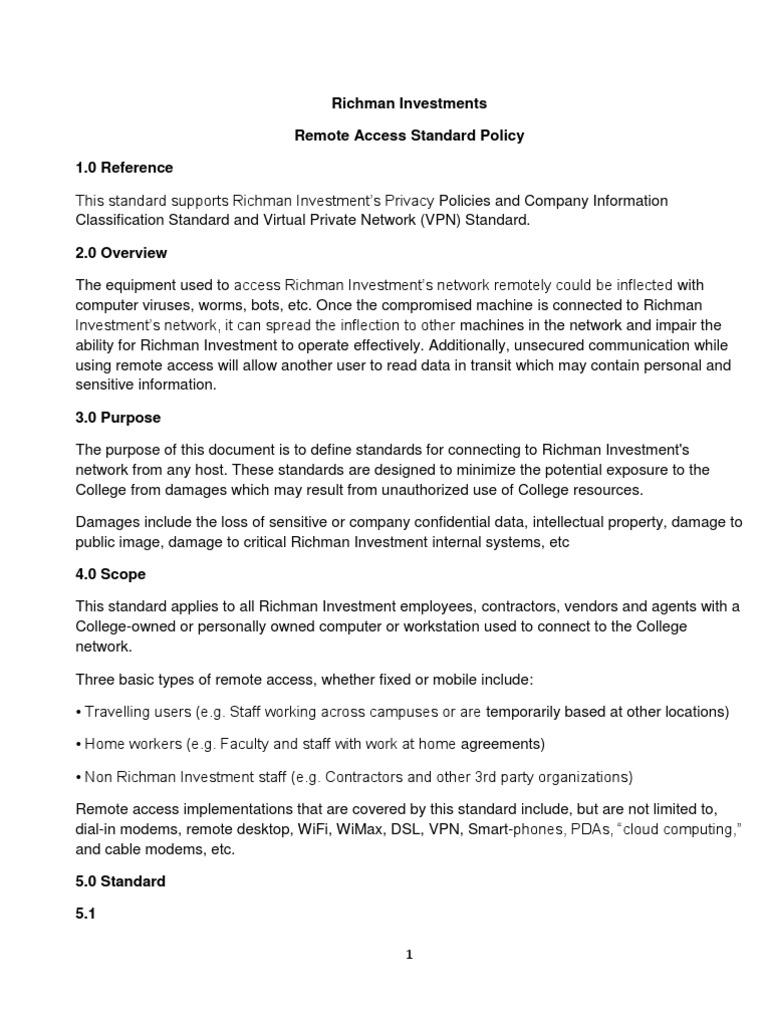 RI Remote Access Standard | PDF | Internet Access | Modem