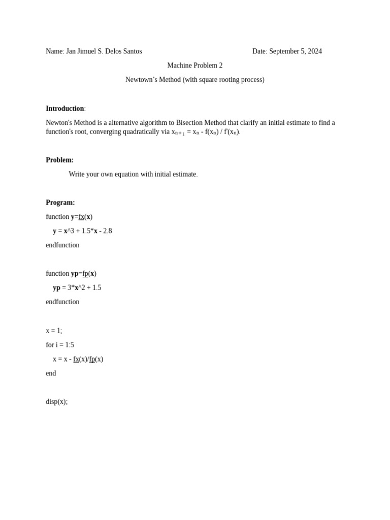 Newton's Method for Root Finding | PDF | Teaching Methods & Materials