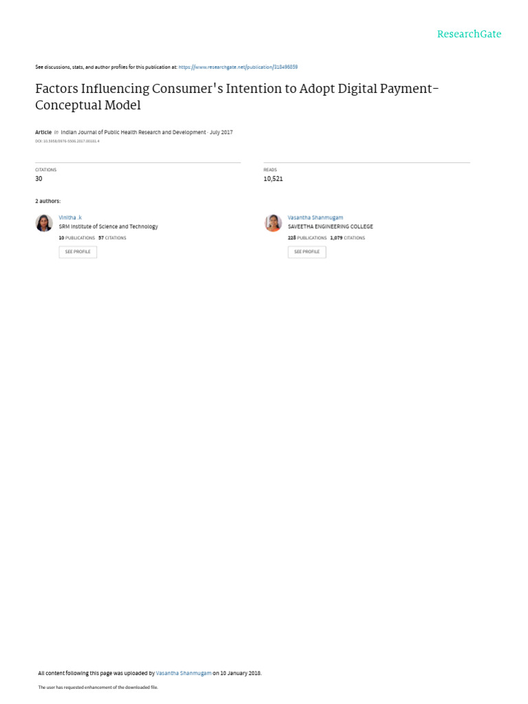 Factors in Uencing Consumer's Intention To Adopt Digital Payment ...