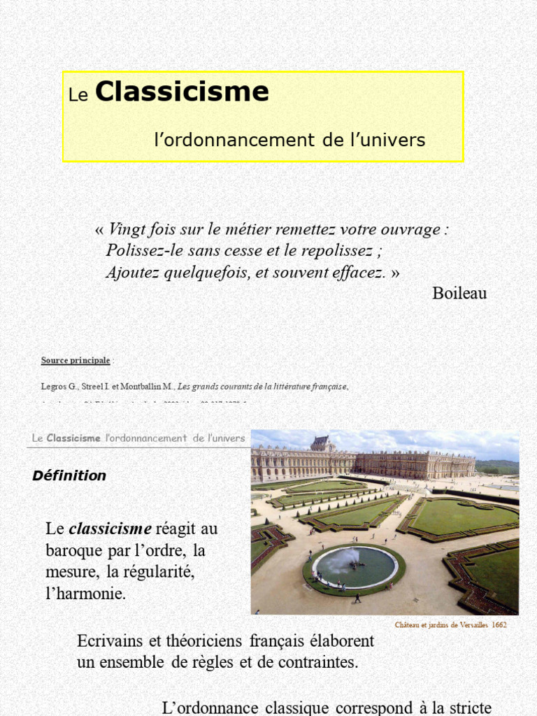 Le Classicisme : Ordre et Harmonie Littéraire | PDF