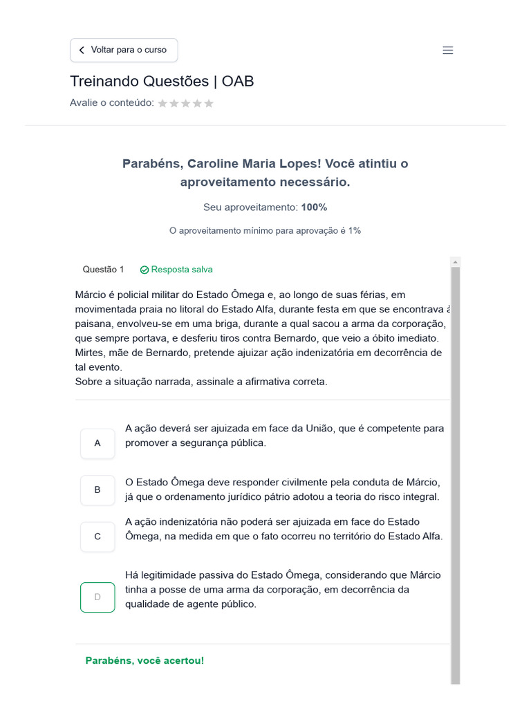 Questões de Direito para OAB: Respostas e Análises | PDF | Indenização ...