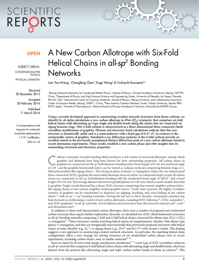 Artigo-A New Carbon Allotrope With Six-Fold Helical Chains in All-Sp2 ...