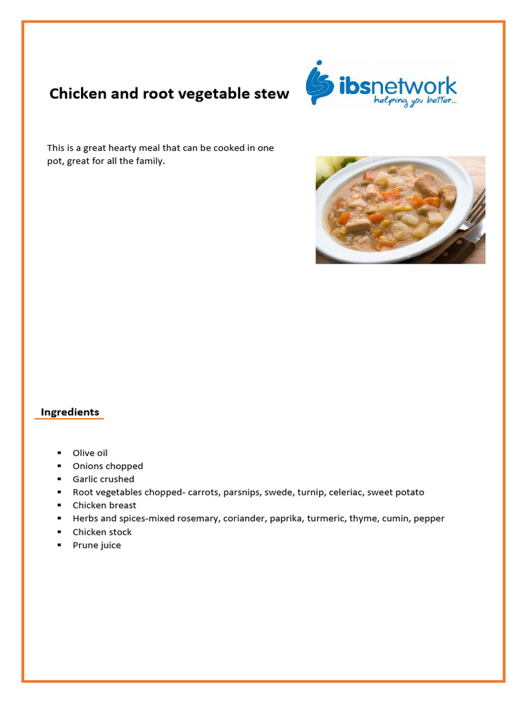 Chicken and Root Vegetable Stew | PDF | Cooking, Food & Wine