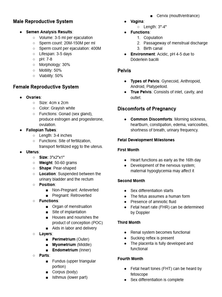 Overview of Male and Female Reproductive Systems | PDF | Fetus | Placenta