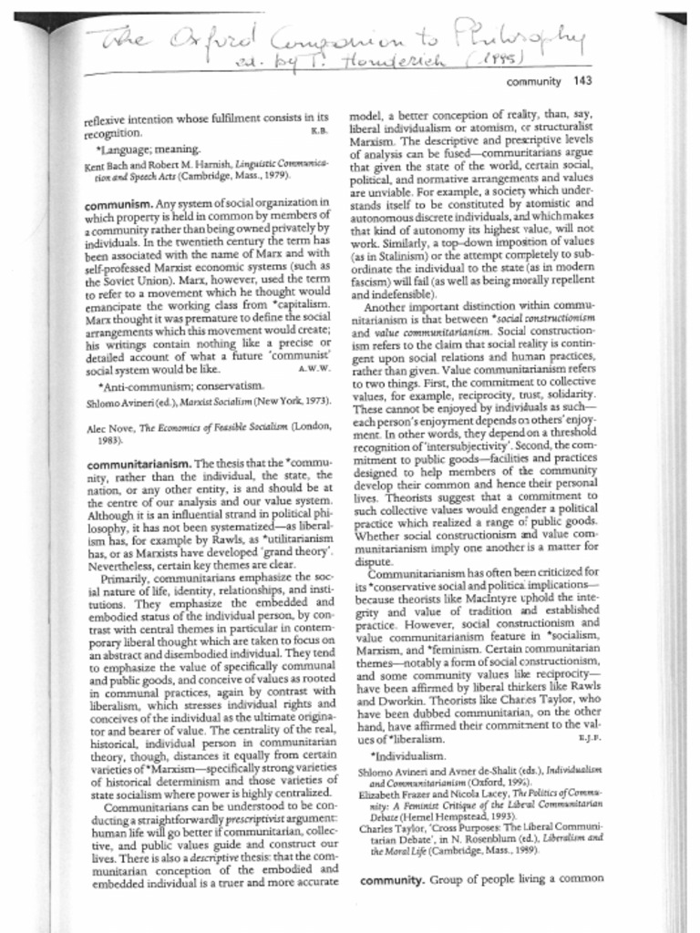 Understanding Communitarianism Concepts Pdf