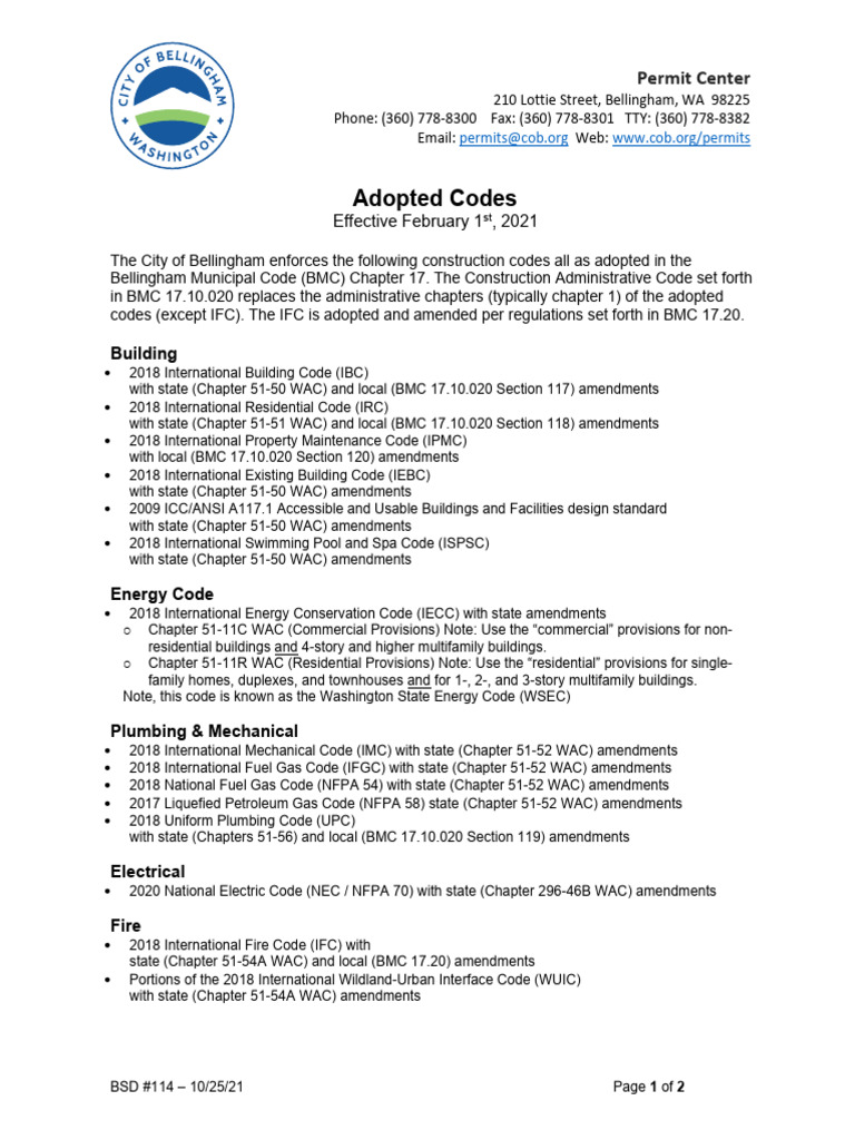 Bellingham Building Permit Codes | PDF