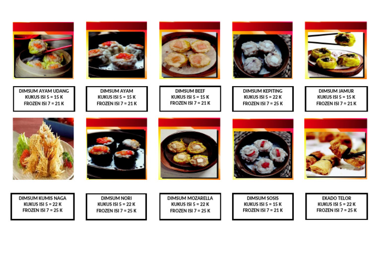 Dimsum Menu | PDF | Cooking, Food & Wine