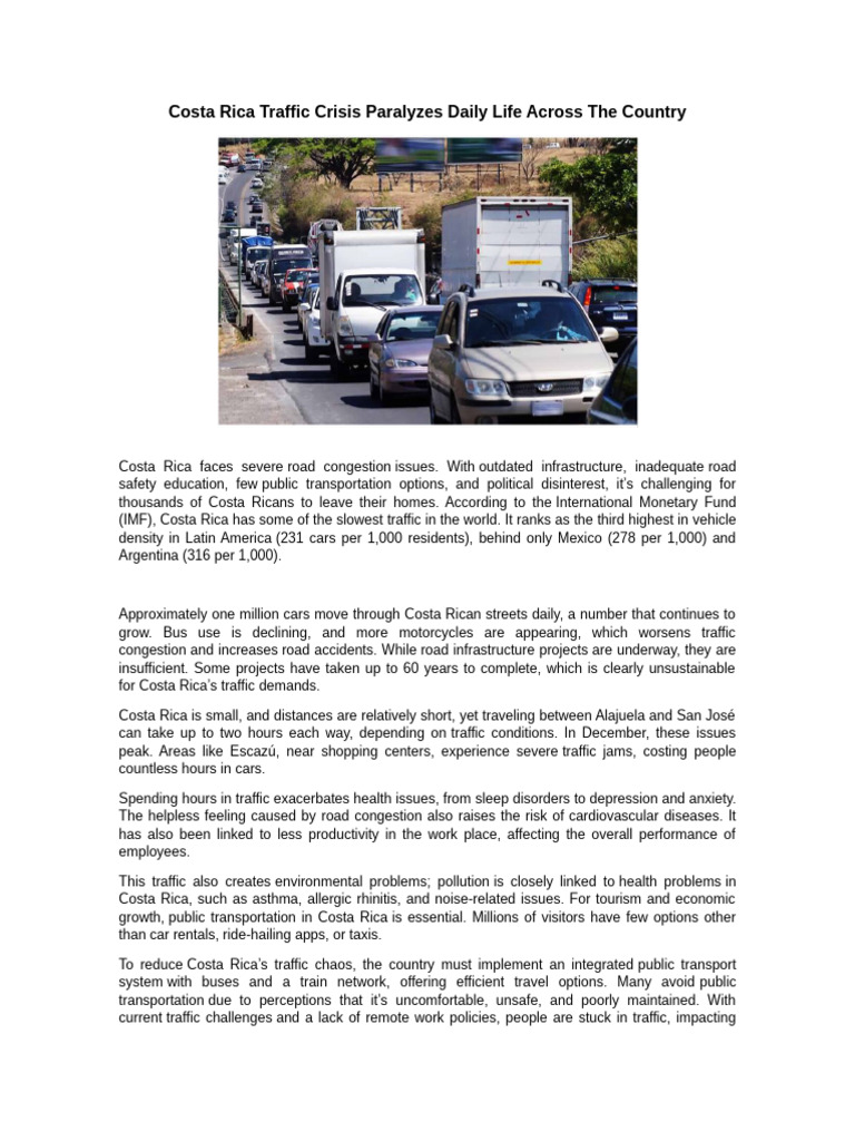Costa Rica Traffic Crisis Paralyzes Daily Life Across | PDF
