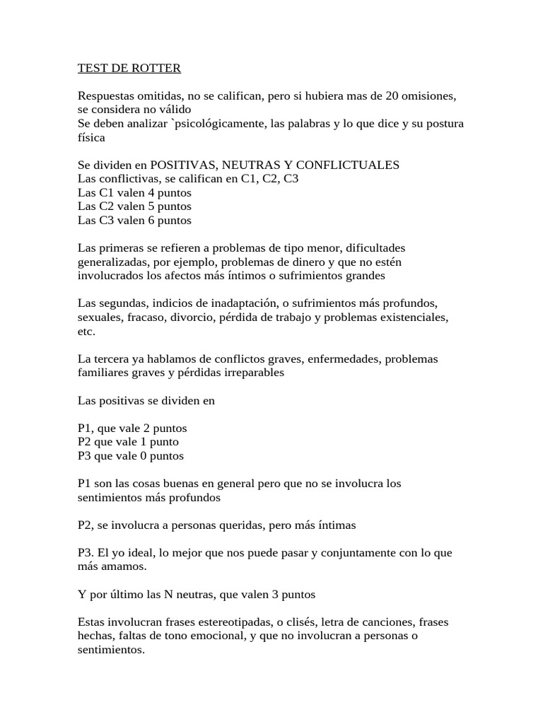 Test de Rotter | PDF | Temor | Sicología