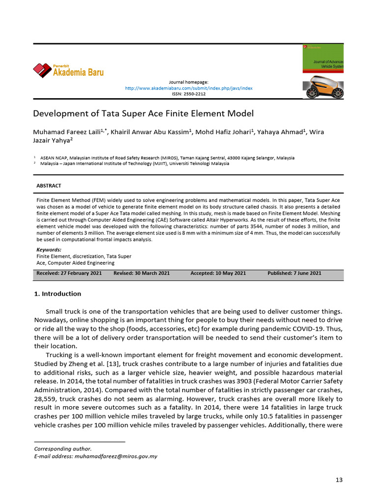 Tata Super Ace FEM Development Study | PDF | Finite Element Method ...