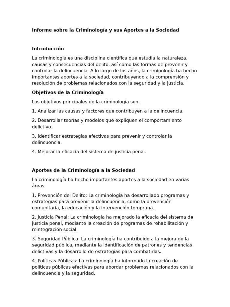 La Criminología y Dus Aportes | PDF | Criminología | Prevención del crimen