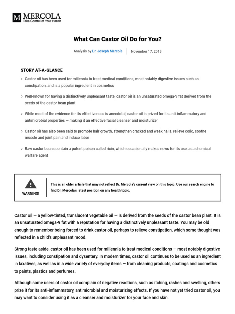 Healh benefits of castor oil pdf skin care
