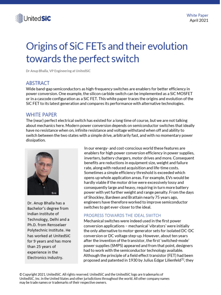 Origins of Sic Fets and Their Evolution Towards The Perfect Switch ...