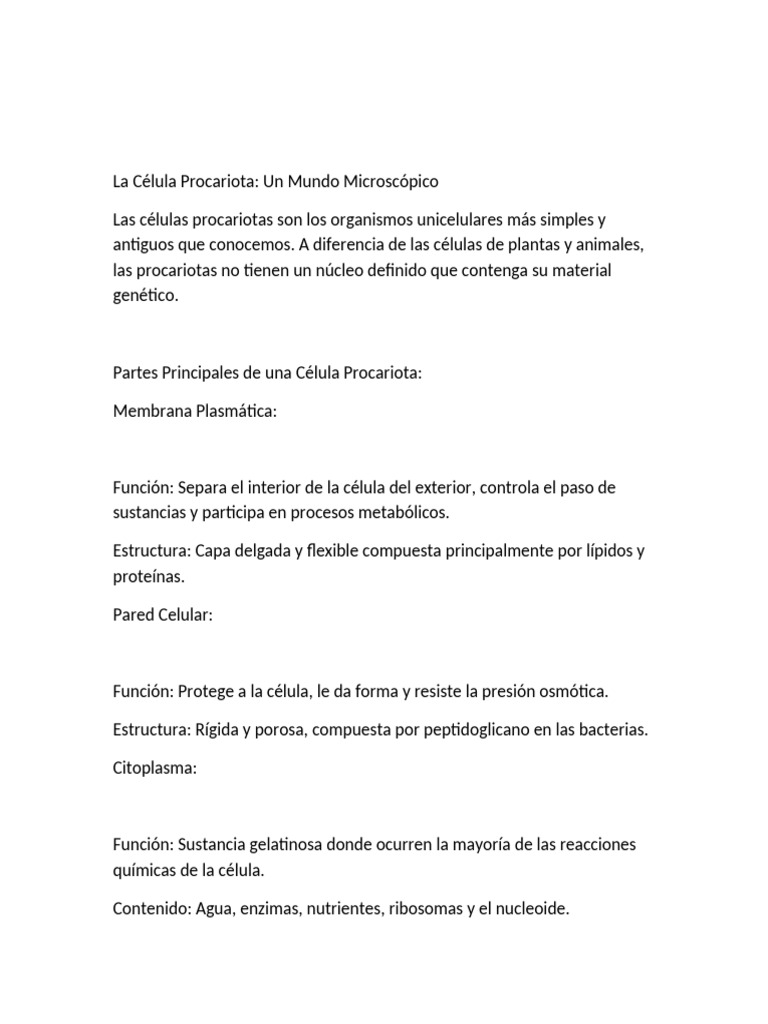Estructura y Función de Células Procariotas | PDF | Biología Celular ...