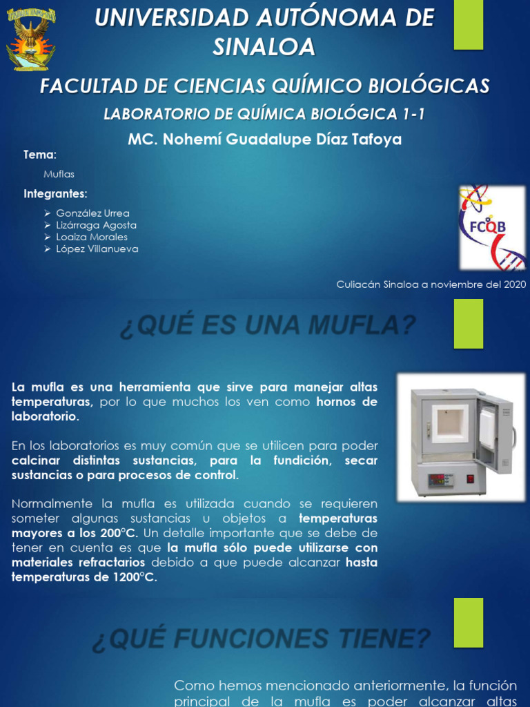 Muflas: Función y Partes en Laboratorio | PDF | Laboratorios | Temperatura