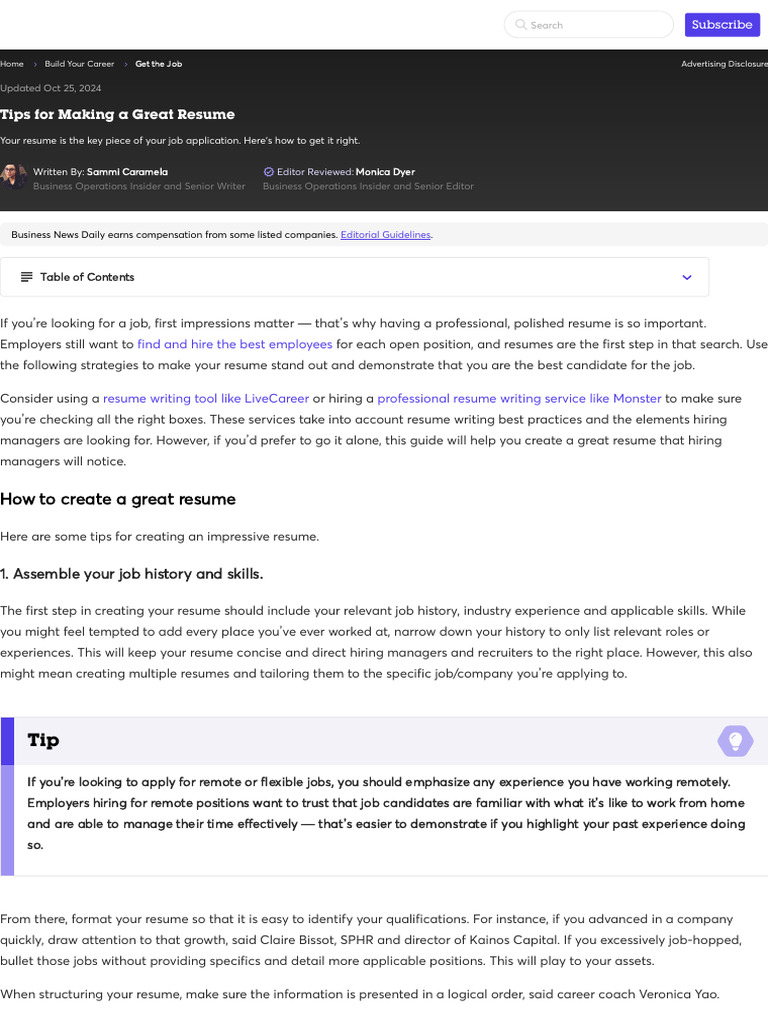 Resume Writing Tips by Sammi Caramela | PDF | Résumé | Recruitment