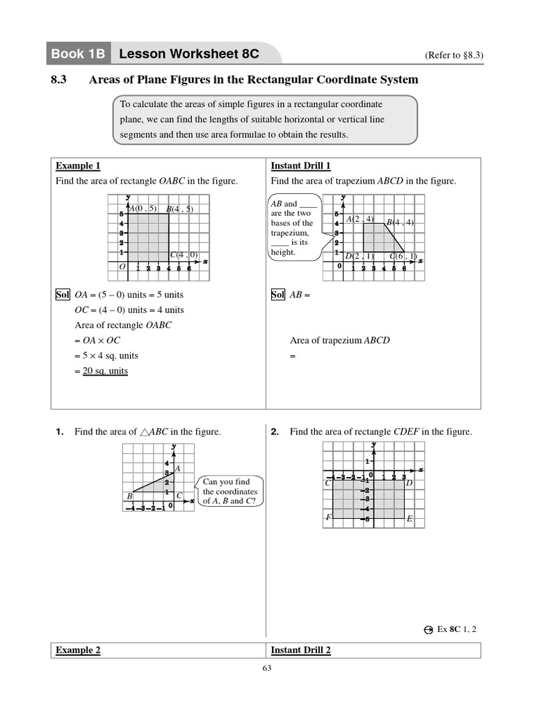 F1 coordinate ws 2 | PDF | Area | Rectangle