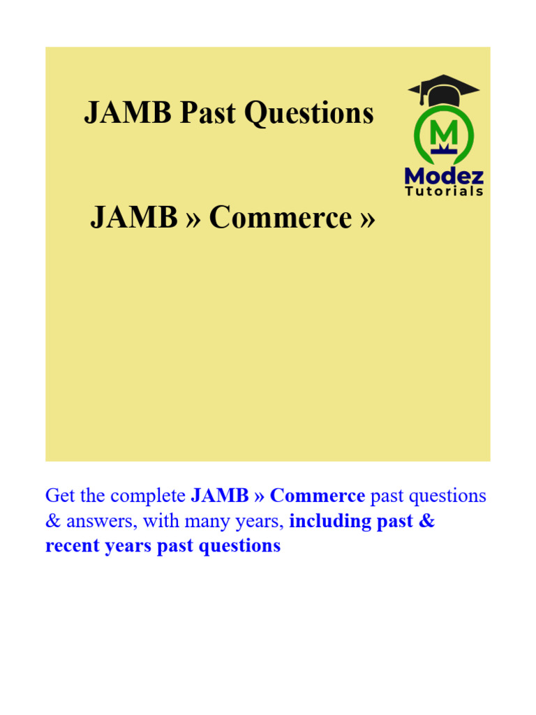 JAMB Commerce Past Questions 2024 | PDF | Bonds (Finance) | Stocks