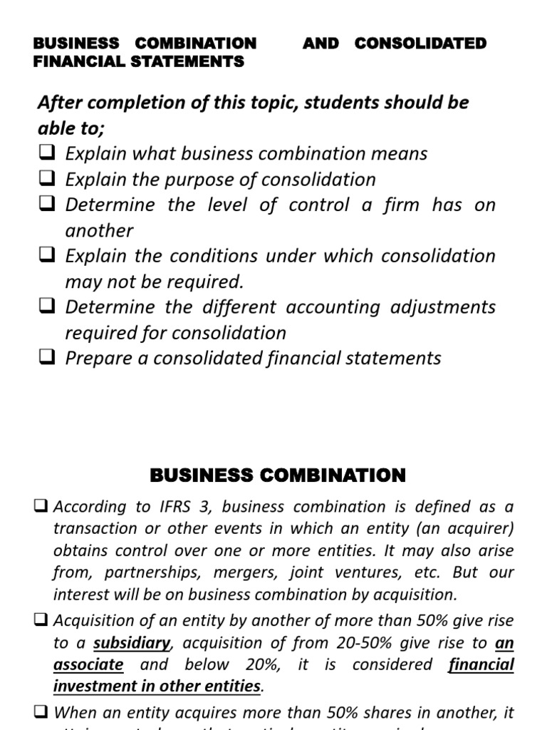 Business Combinations and Consolidation | PDF | Consolidation (Business ...