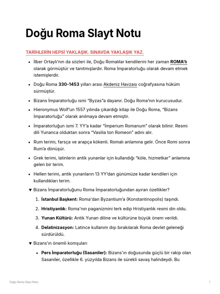 Dou Roma Slayt Notu | PDF