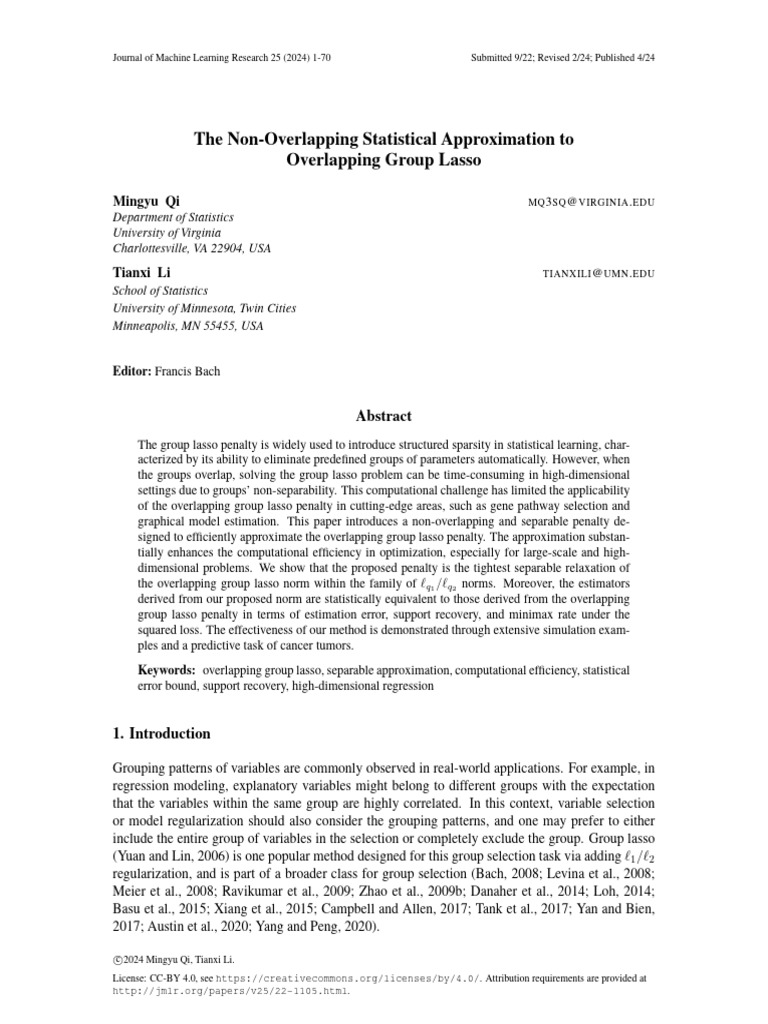 Non-Overlapping Approximation for Group Lasso | PDF | Applied ...