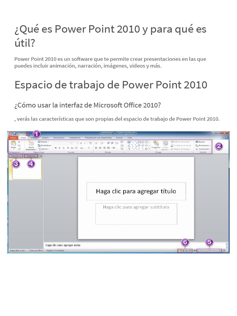 Introducción a Power Point 2010 | PDF | Microsoft PowerPoint | Botón ...