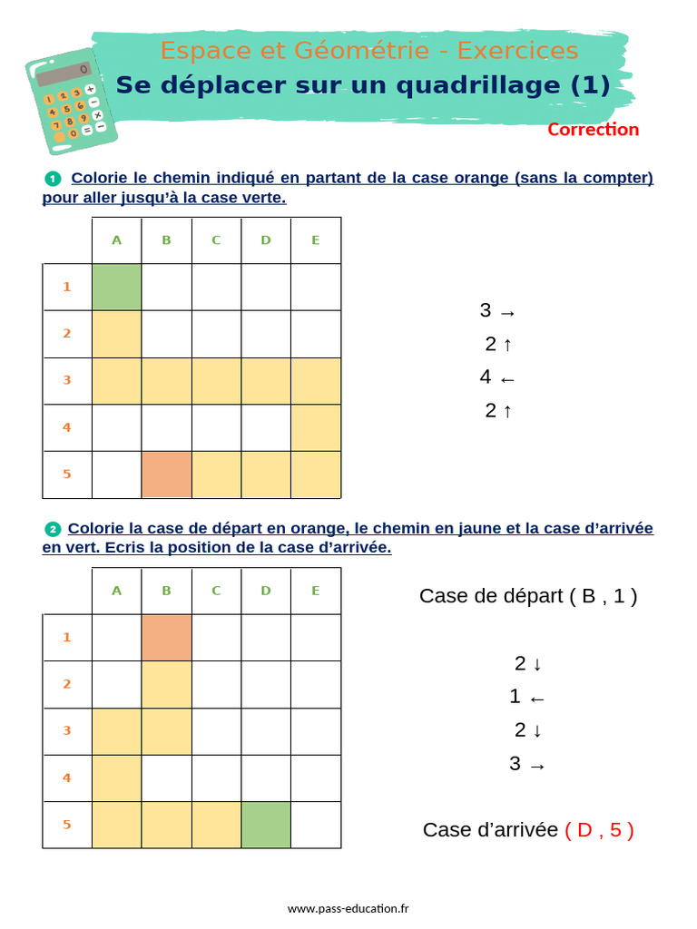 Exercices de déplacements sur quadrillage | PDF