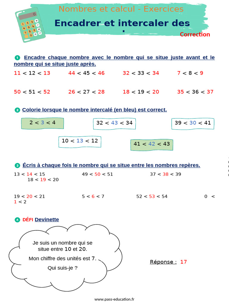 Encadrer et Intercaler des Nombres | PDF | Méthodes et références ...