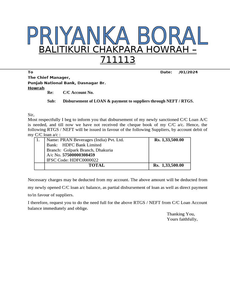 1st Disbustment Letter DT .15.1.24 | PDF