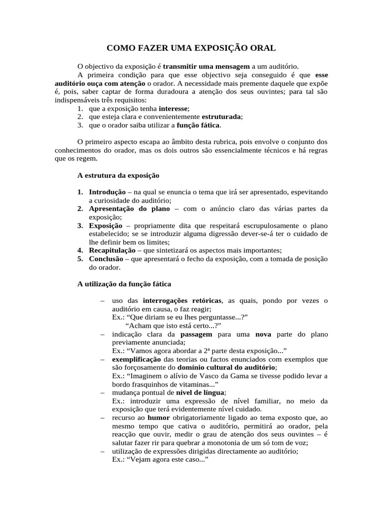 Guia Prático para Exposição Oral | PDF | Palestra