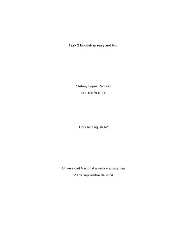 Task 2 English Is Easy and Fun | PDF | Language Arts & Discipline | Art