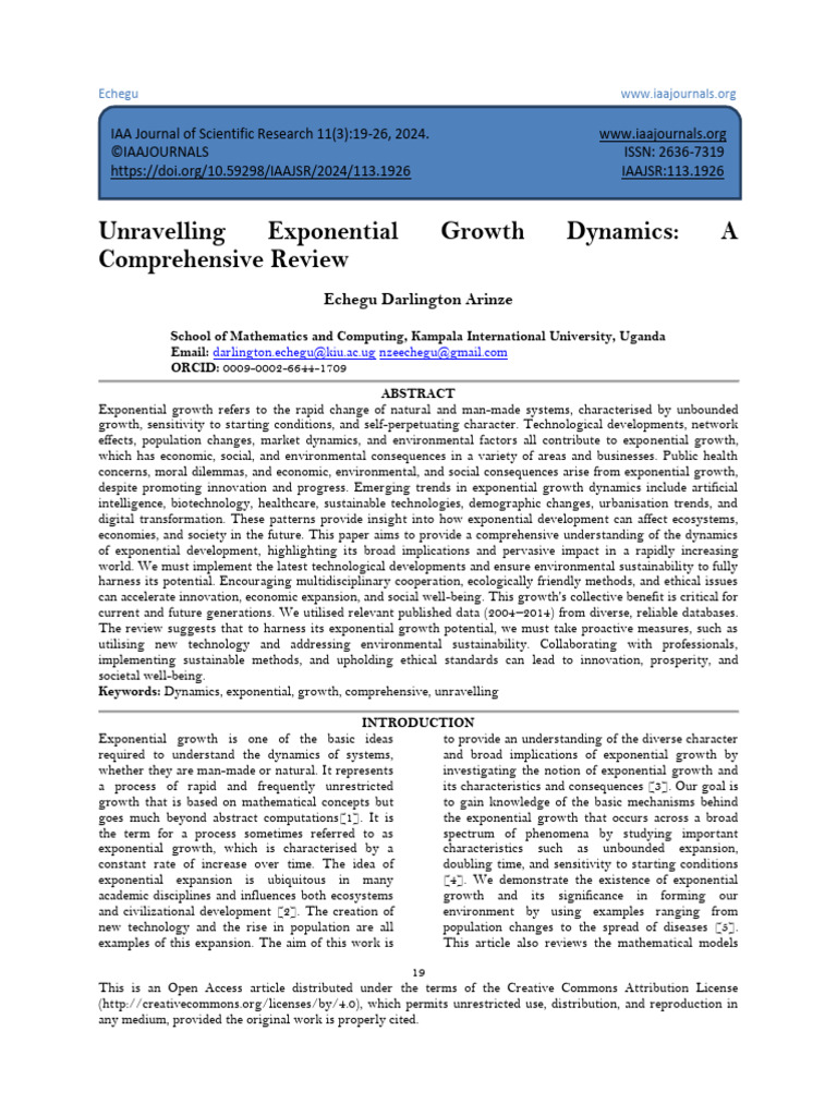 Unravelling Exponential Growth Dynamics: A Comprehensive Review | PDF ...