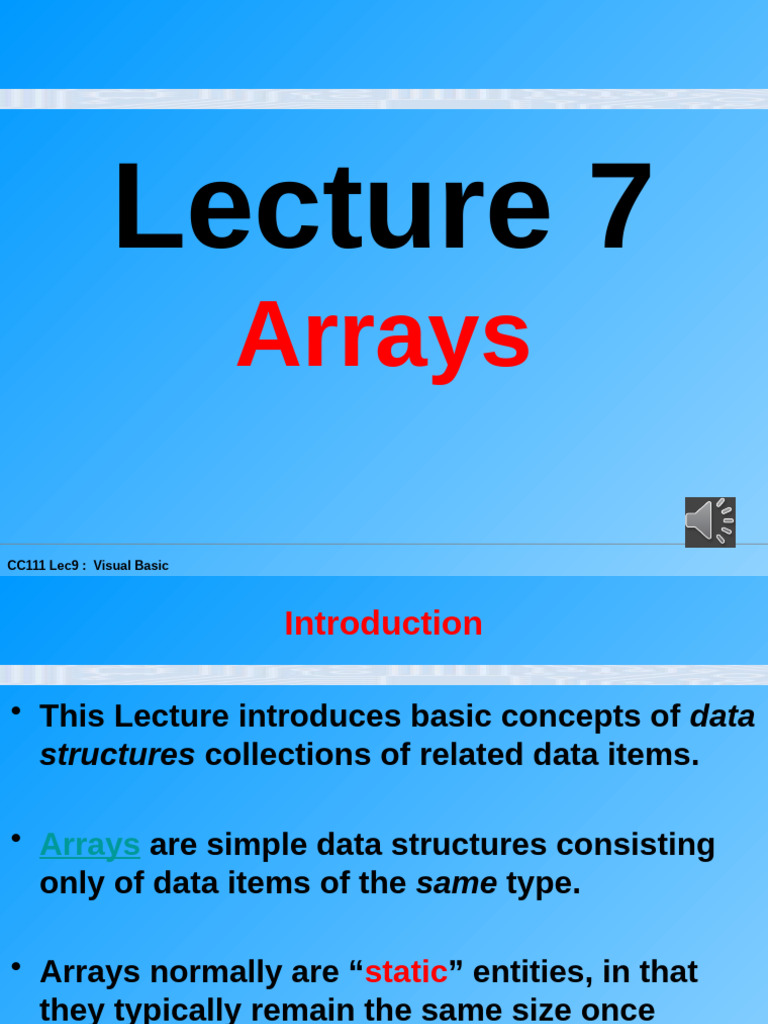 Lec#7 Visual Basic Arrays Line | PDF | Variable (Computer Science ...
