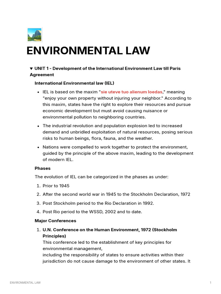 Environmental Law | PDF | Sustainability | Environmental Law