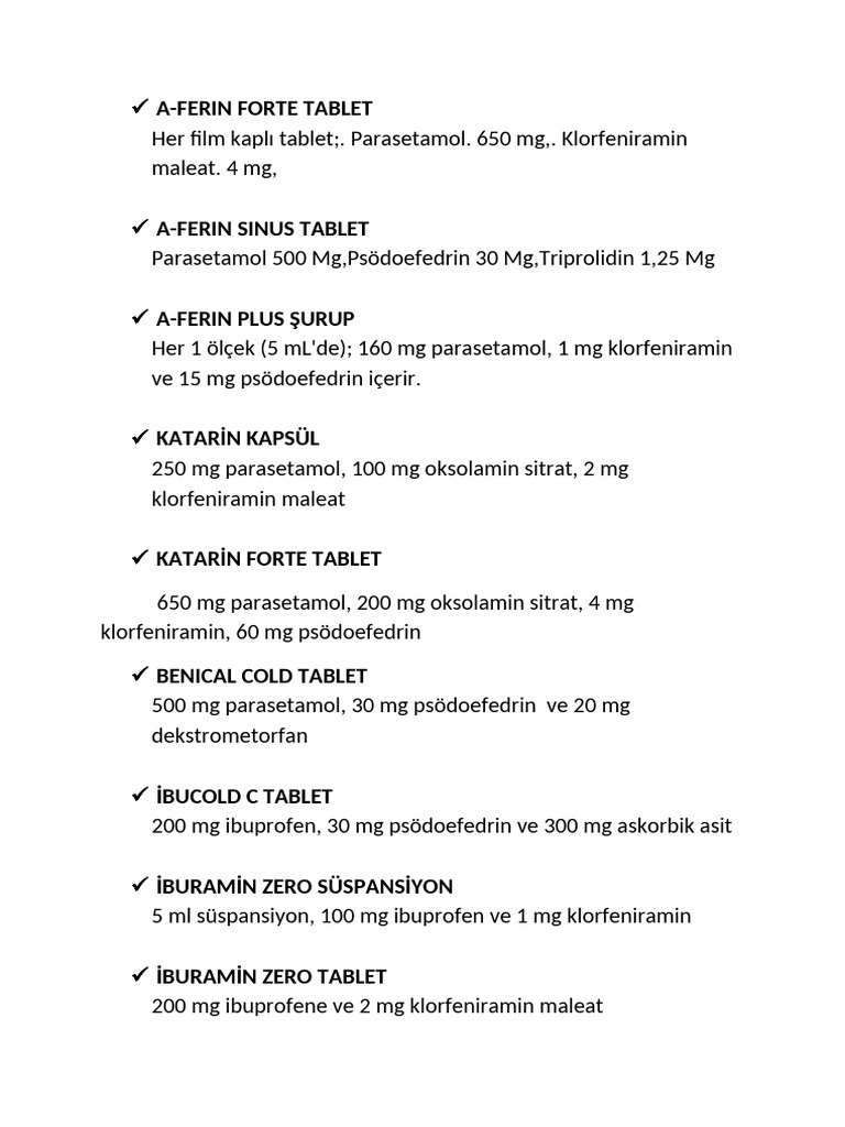 Gri̇p İlaçlari Derleme | PDF