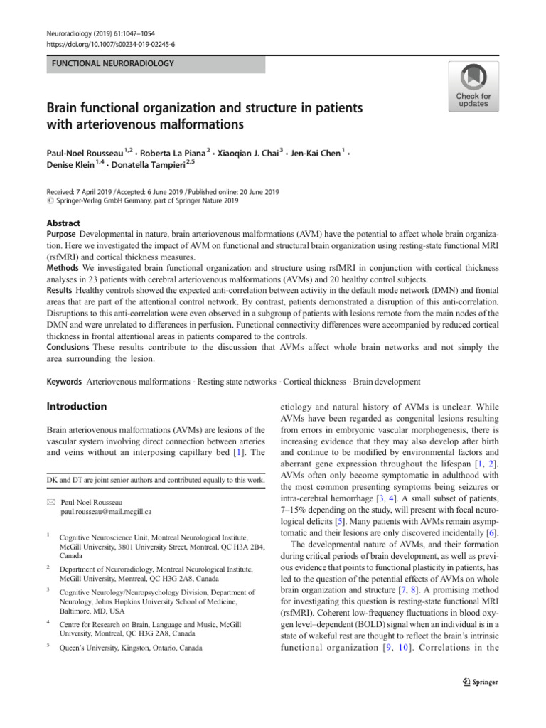 AVMs Impact on Brain Function and Structure | PDF | Parietal Lobe ...