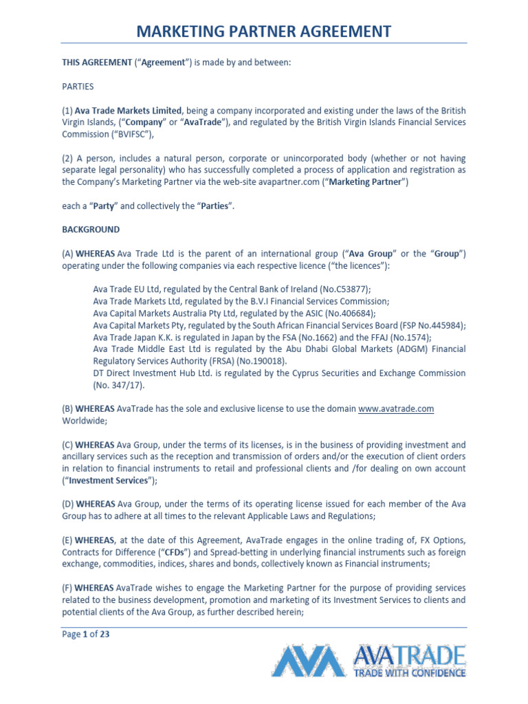 AvaPartner Partner Agreement | PDF | Contract For Difference | Breach ...