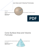 Surface Area and Volume Formulas