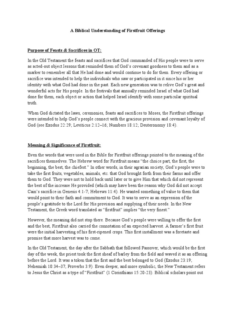 Understanding Firstfruit Offerings | PDF | Tithe | Book Of Numbers