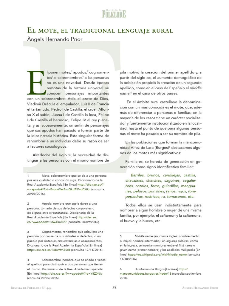 El Mote El Tradicional Lenguaje Rural 974666 | PDF