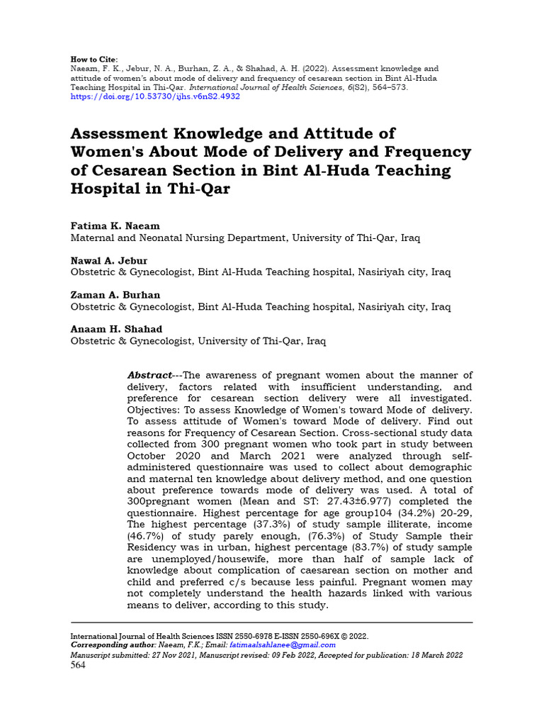 Assessment Knowledge and Attitude of Wom 440ba867 | PDF | Childbirth ...