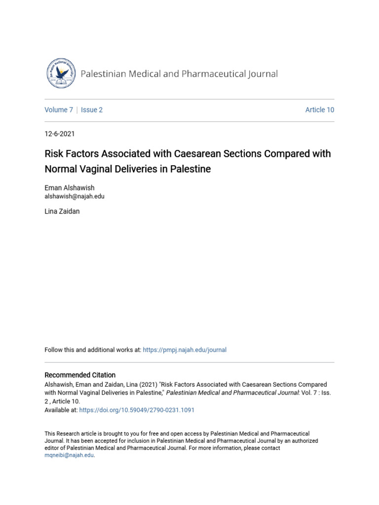 Risk Factors Associated With Caesarean Sections Compared With Nor | PDF ...