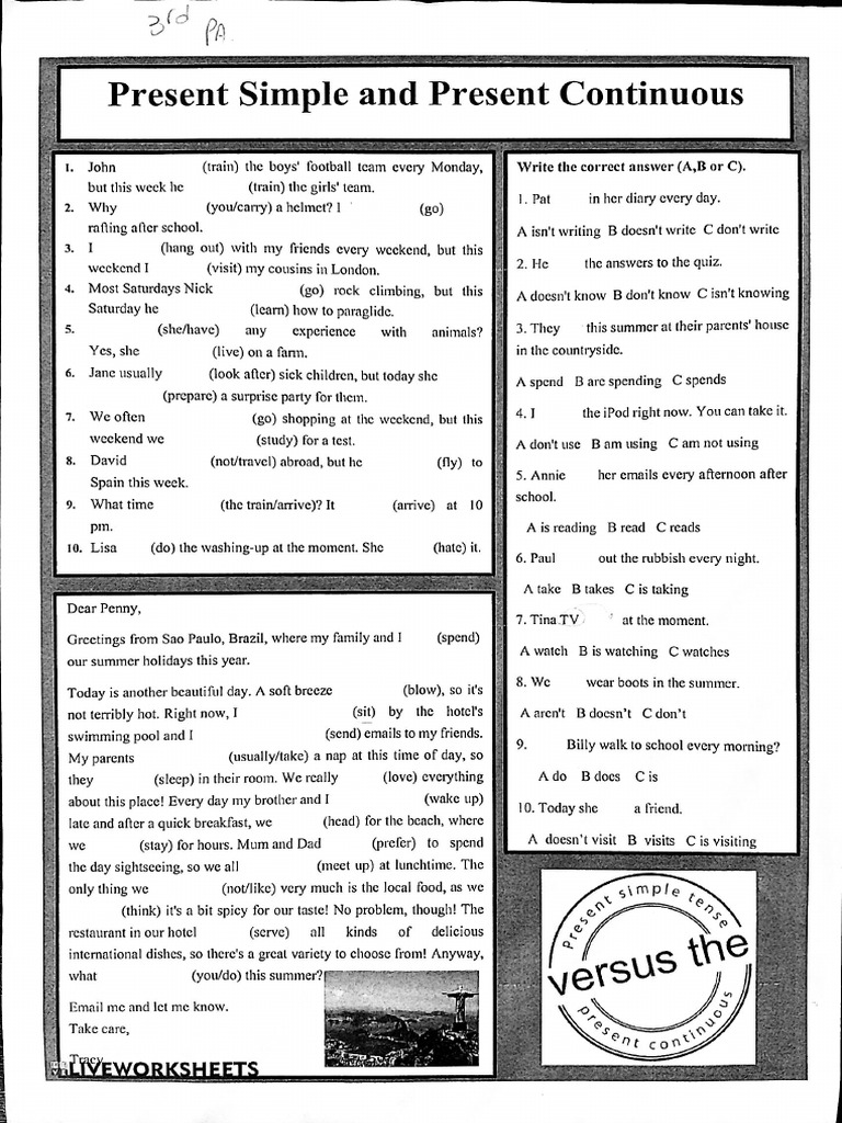 3rd Adol - Present Simple and Continuous | PDF